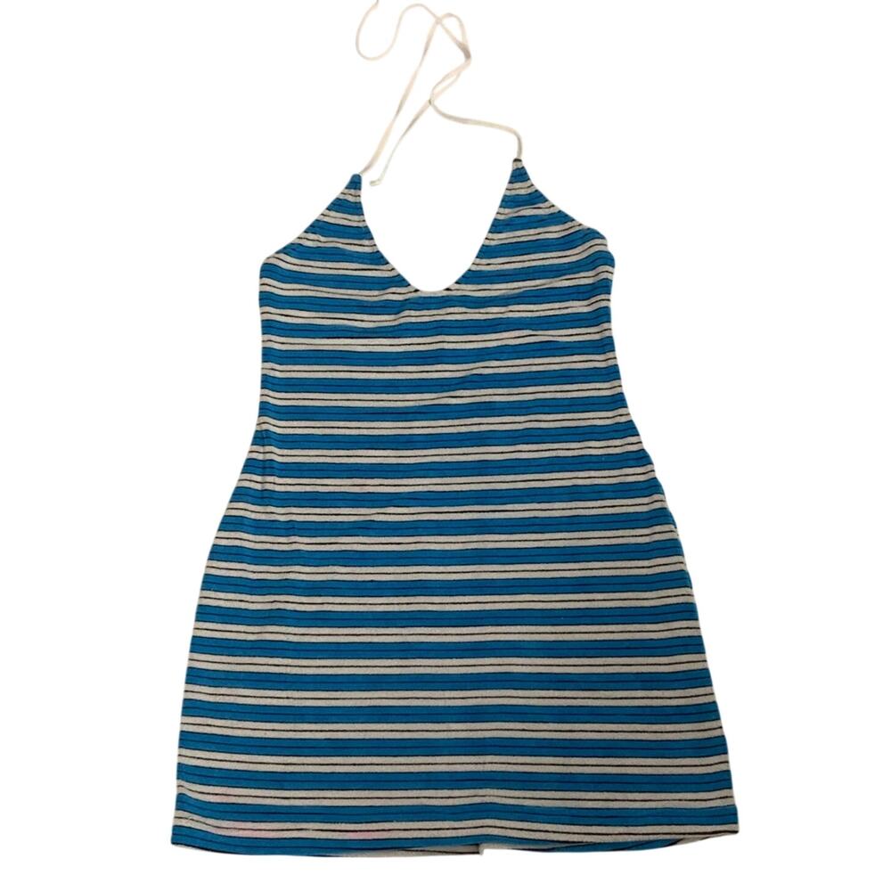 Bright‎ striped terry cloth halter dress size xs/s